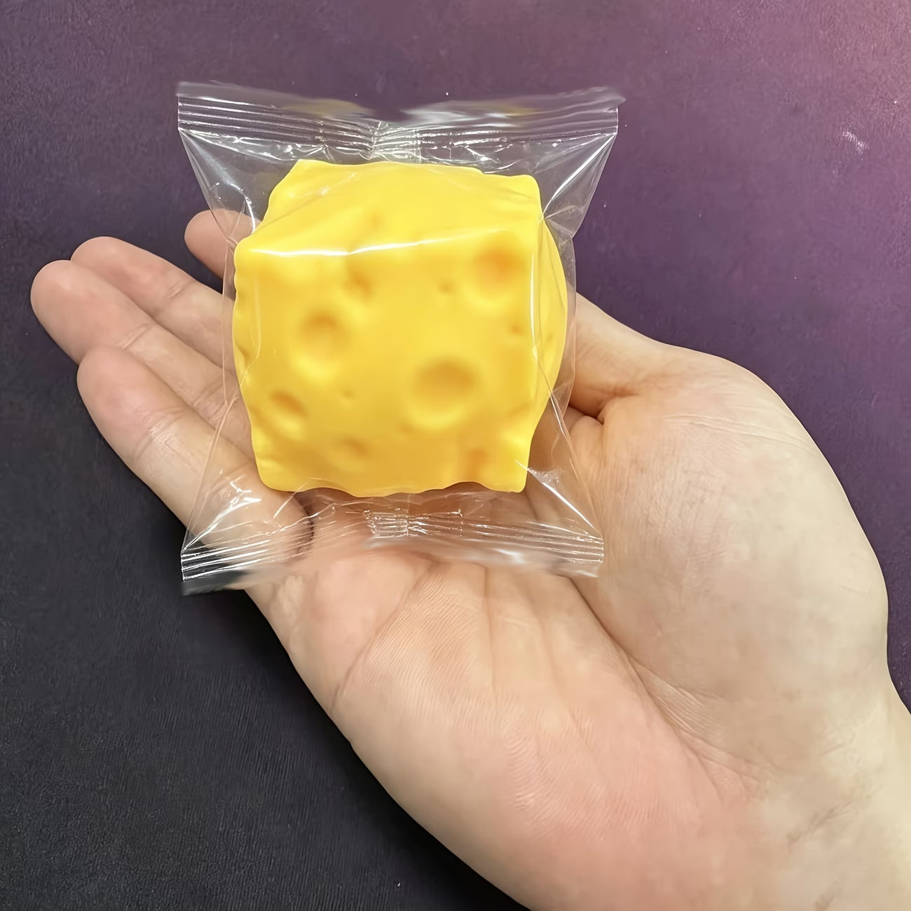 Cheese Squishy Toy, Soft Slow Rising Stress Ball Fidget Toy, Realistic Cheese Cube Sensory Squeeze Toy for Adults, Teens, Office & Study Desk
