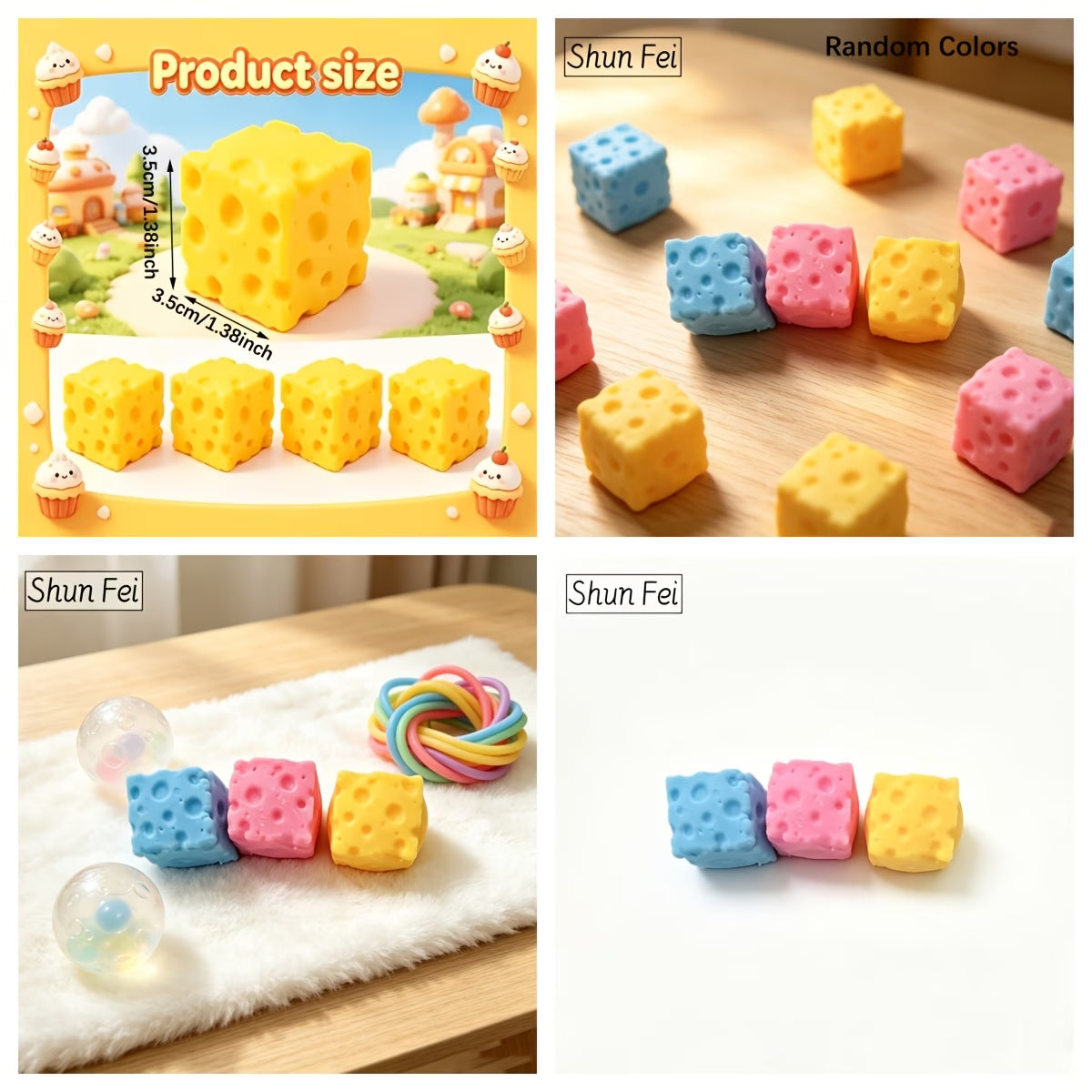 Cheese Squishy Toy, Soft Slow Rising Stress Ball Fidget Toy, Realistic Cheese Cube Sensory Squeeze Toy for Adults, Teens, Office & Study Desk