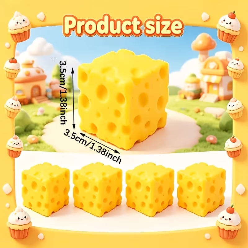 Cheese Squishy Toy, Soft Slow Rising Stress Ball Fidget Toy, Realistic Cheese Cube Sensory Squeeze Toy for Adults, Teens, Office & Study Desk
