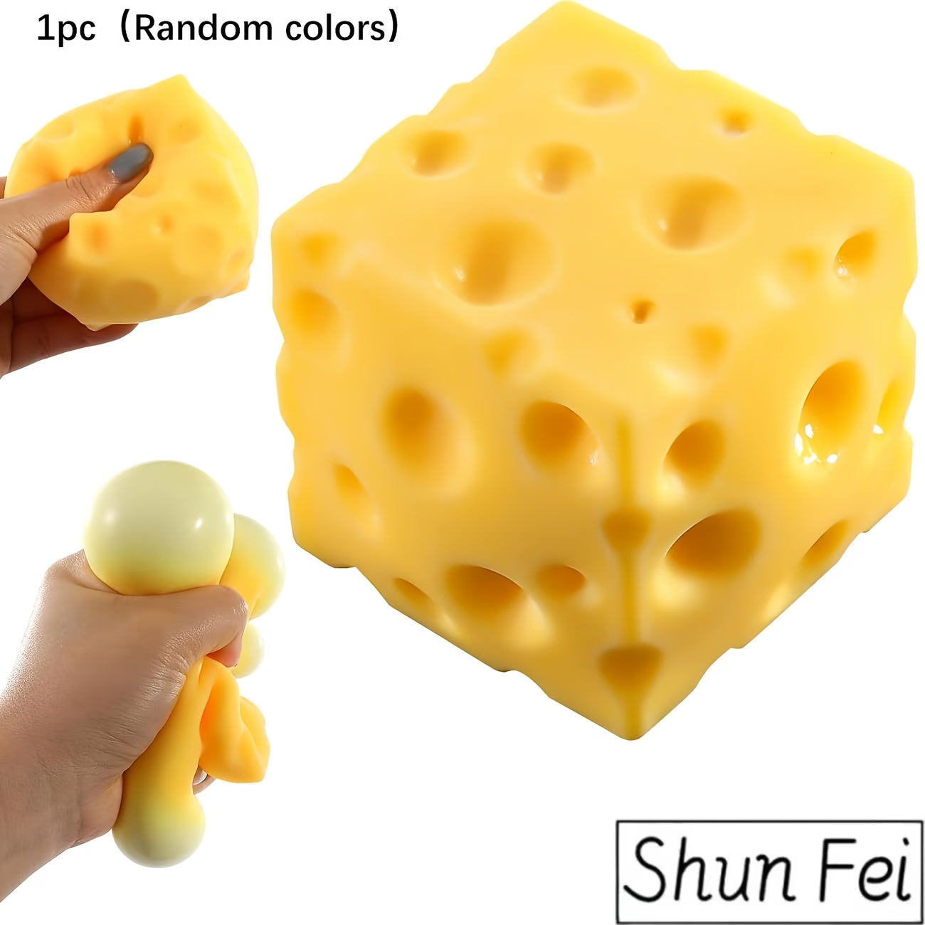 Cheese Squishy Toy, Soft Slow Rising Stress Ball Fidget Toy, Realistic Cheese Cube Sensory Squeeze Toy for Adults, Teens, Office & Study Desk