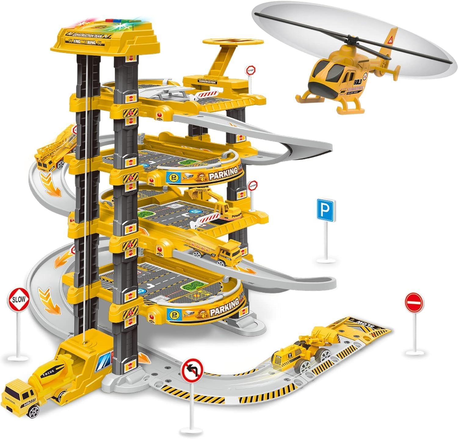 City Ultimate Garage Playset Electric Elevator, Race Car Ramp, Parking Garage Toy for Kids 3+, Includes 3 Cars & Map