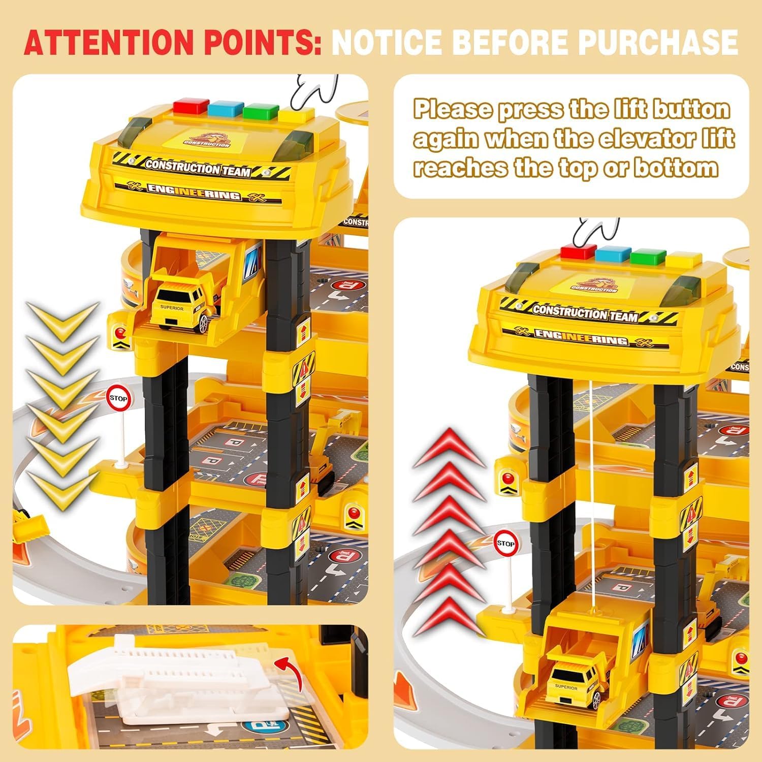 City Ultimate Garage Playset Electric Elevator, Race Car Ramp, Parking Garage Toy for Kids 3+, Includes 3 Cars & Map