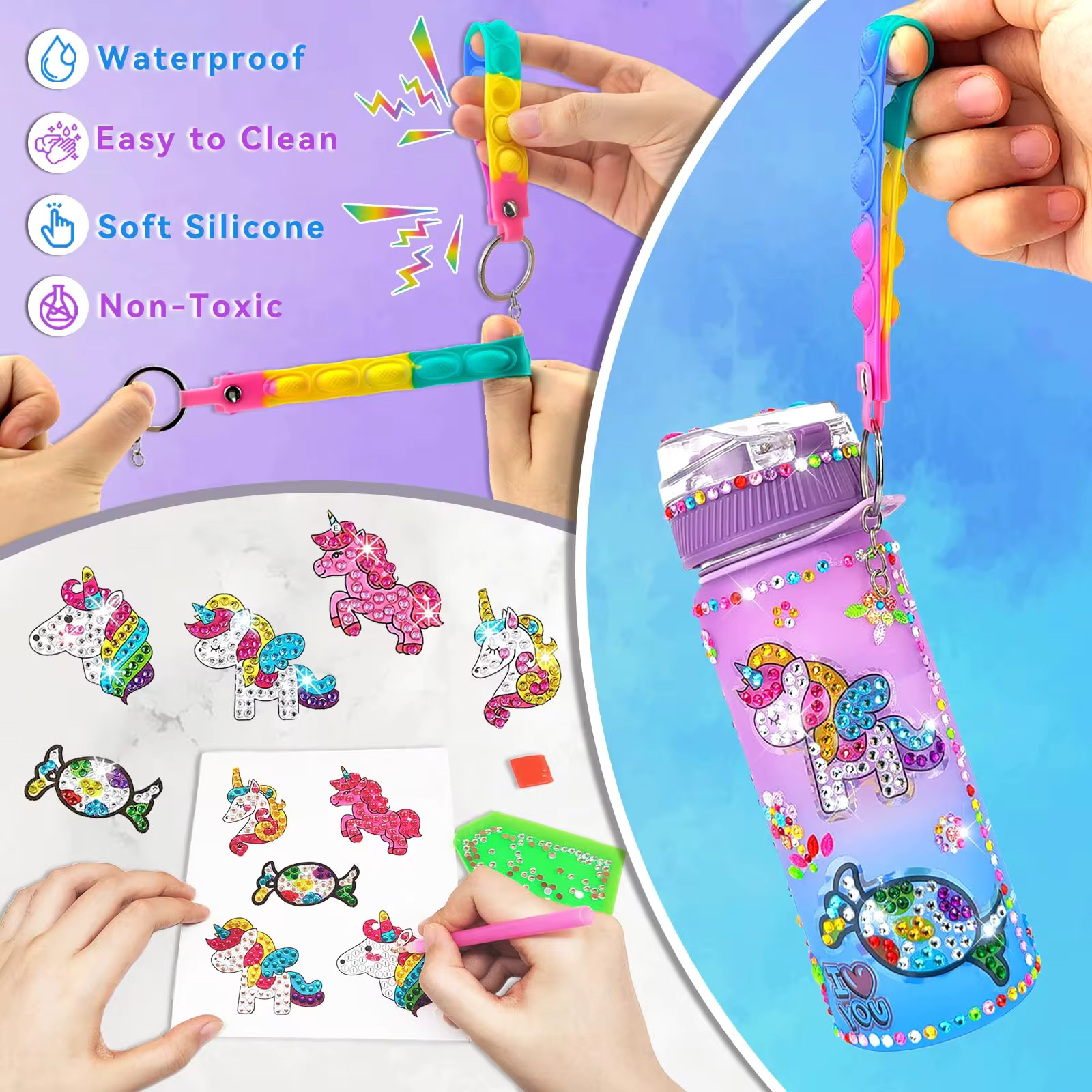Decorate Your Own Water Bottle Kit Unicorn Diamond Painting Crafts for Girls