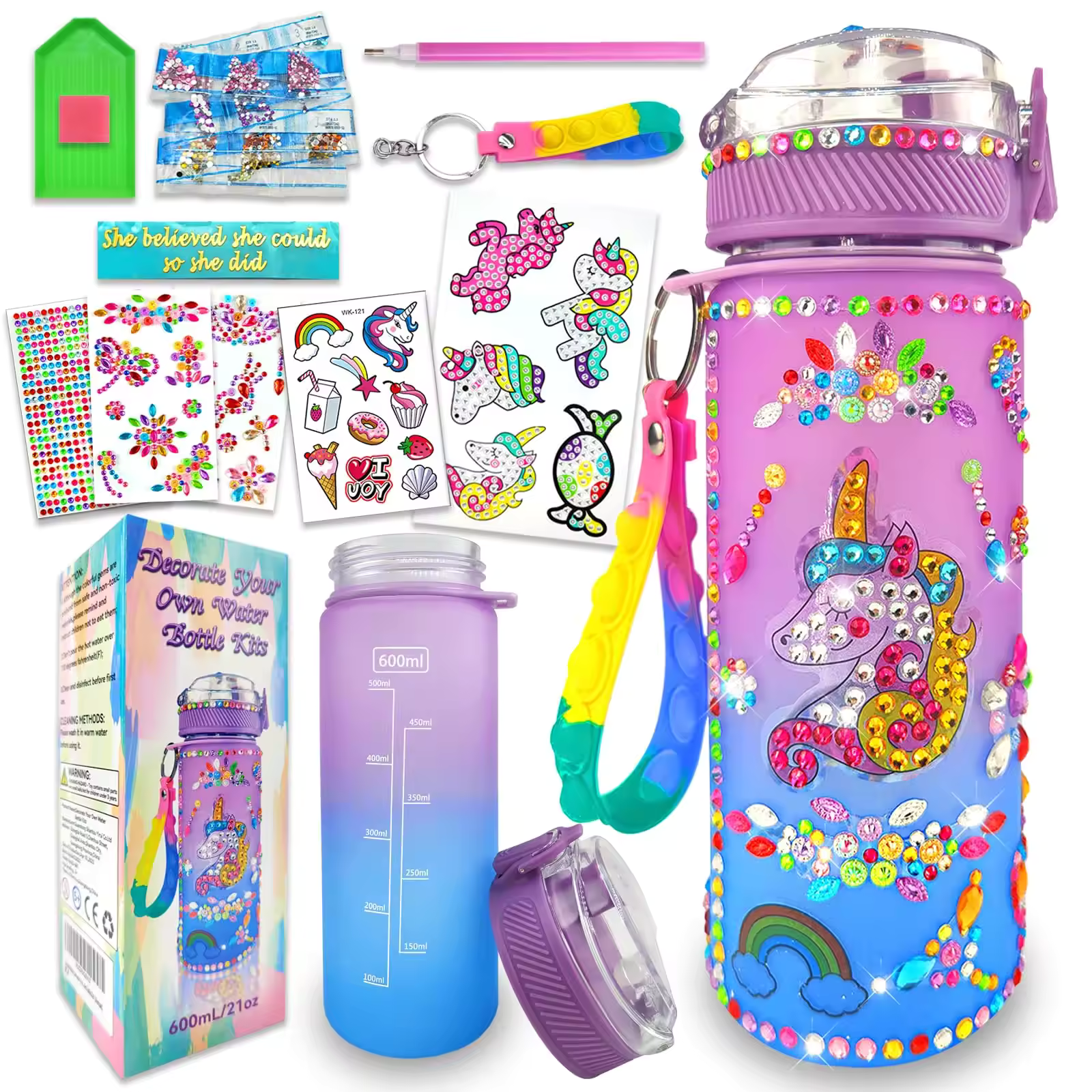 Decorate Your Own Water Bottle Kit Unicorn Diamond Painting Crafts for Girls