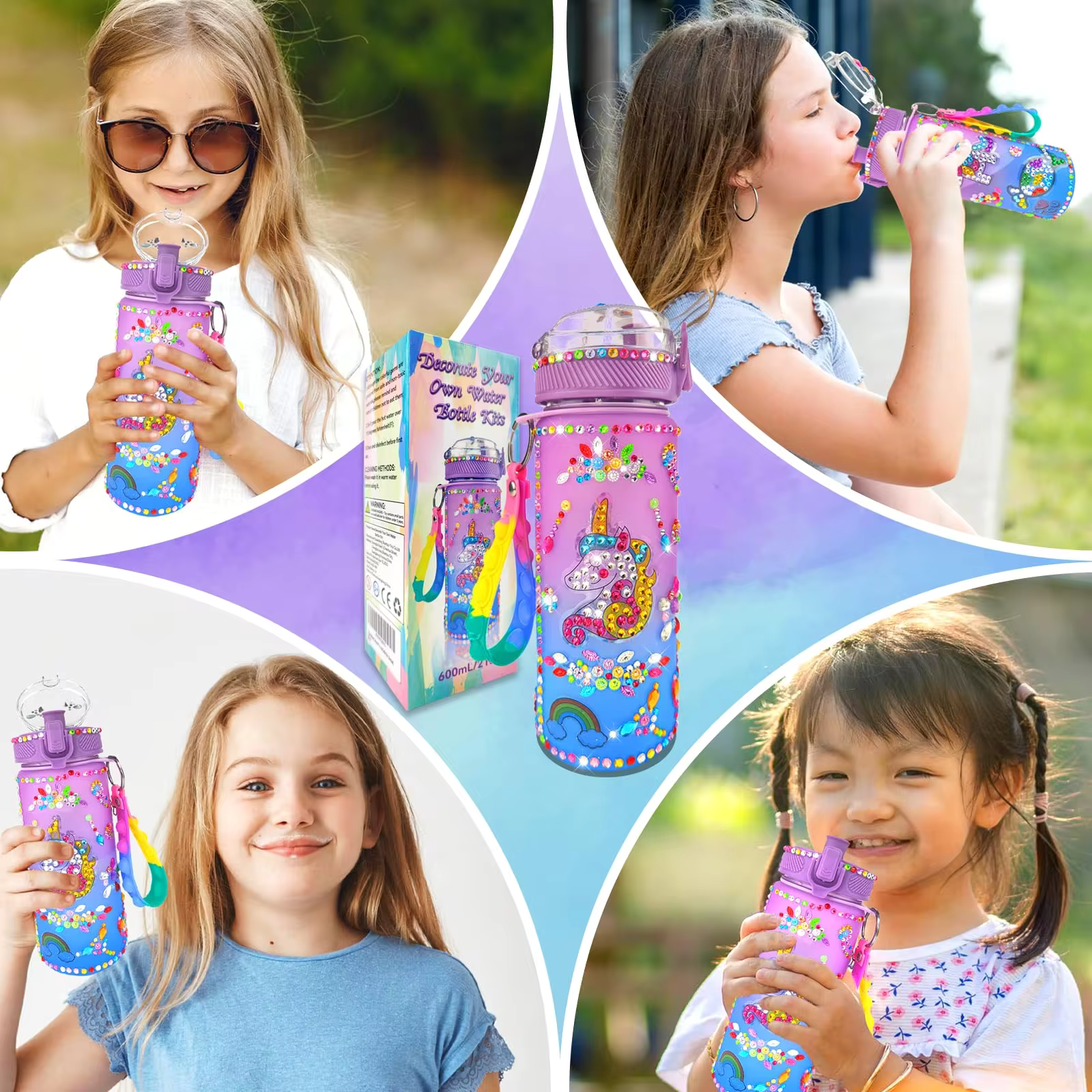 Decorate Your Own Water Bottle Kit Unicorn Diamond Painting Crafts for Girls