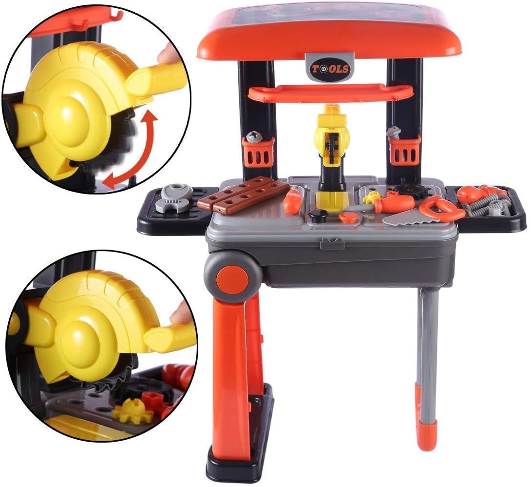 Deluxe Kids Tool Kit with Rolling Suitcase  2-in-1 Pretend Play Set