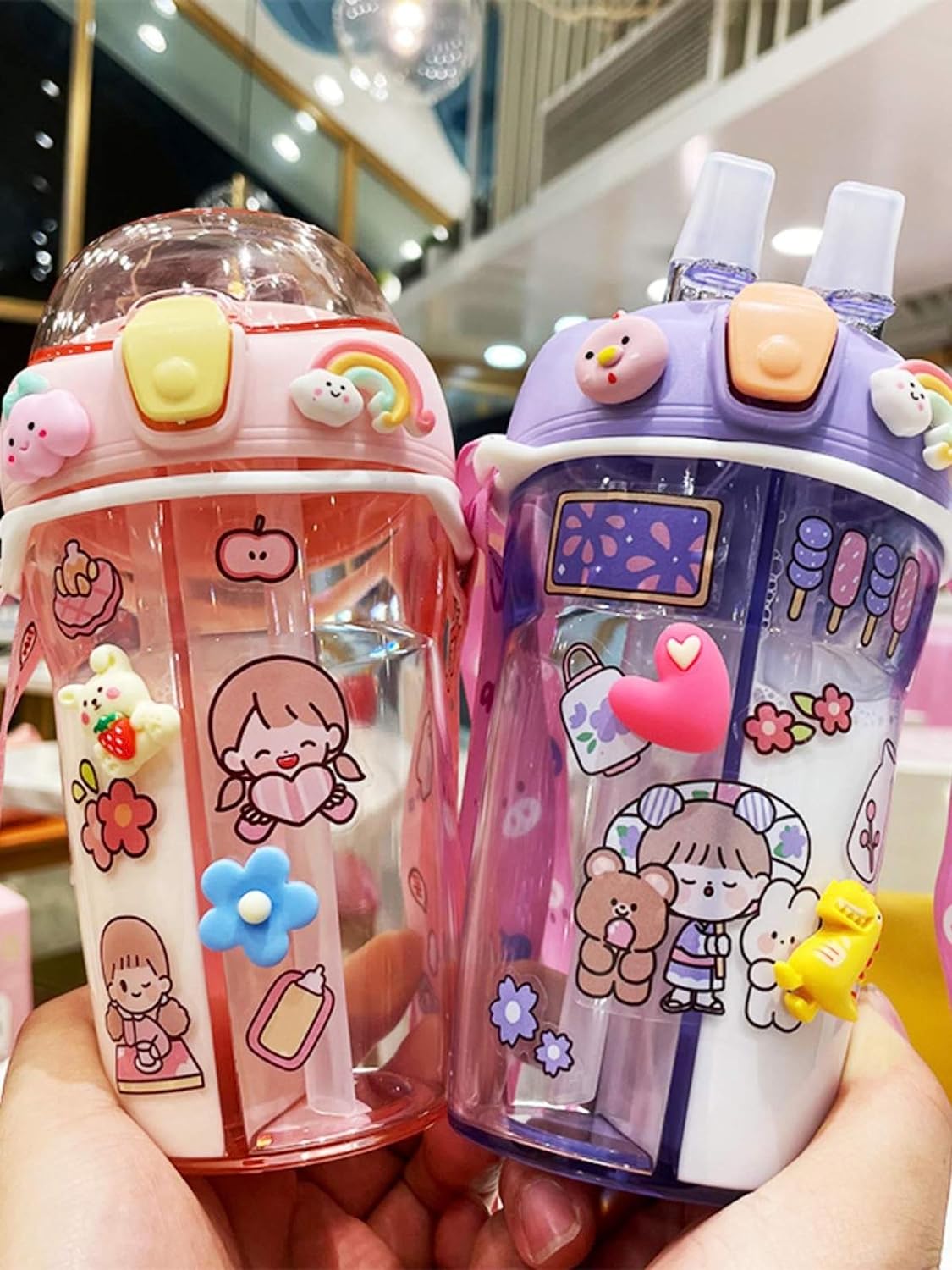 Dual Drink 430ml Water Bottle Split BPA-Free Design for Easy Beverage Separation