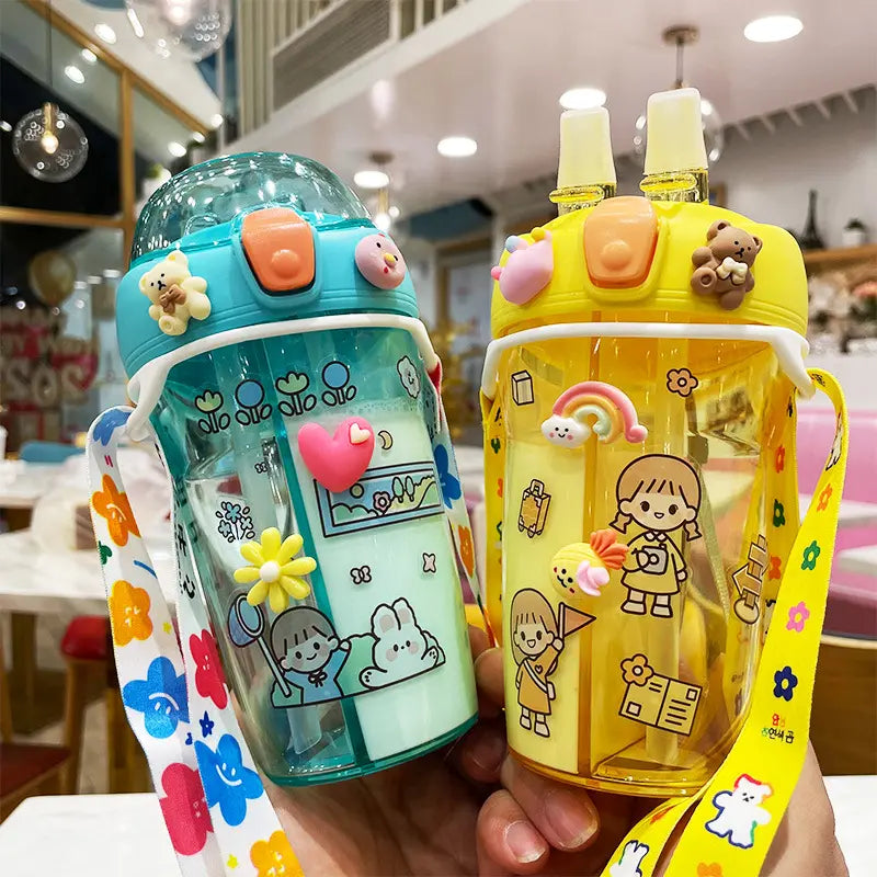 Dual Drink 430ml Water Bottle Split BPA-Free Design for Easy Beverage Separation