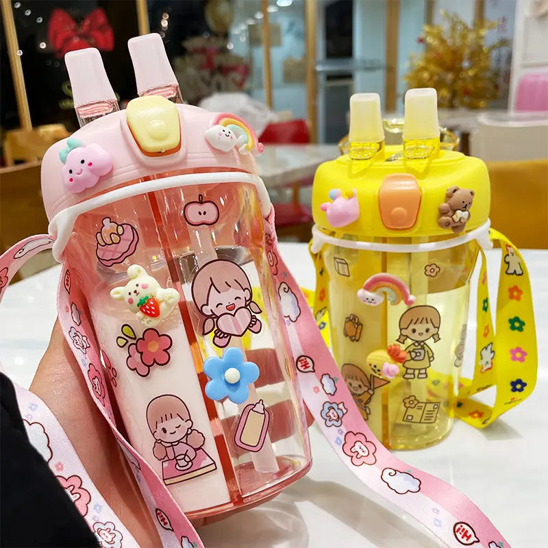 Dual Drink 430ml Water Bottle Split BPA-Free Design for Easy Beverage Separation