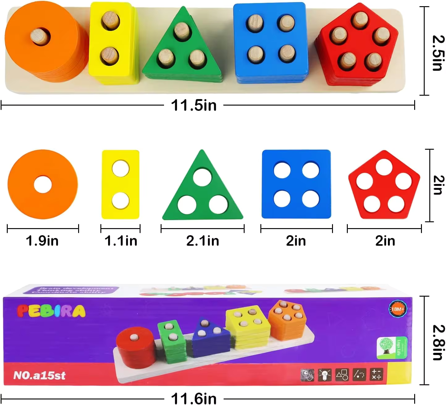 Educational Wooden Sorting and Stacking Toys for Toddlers