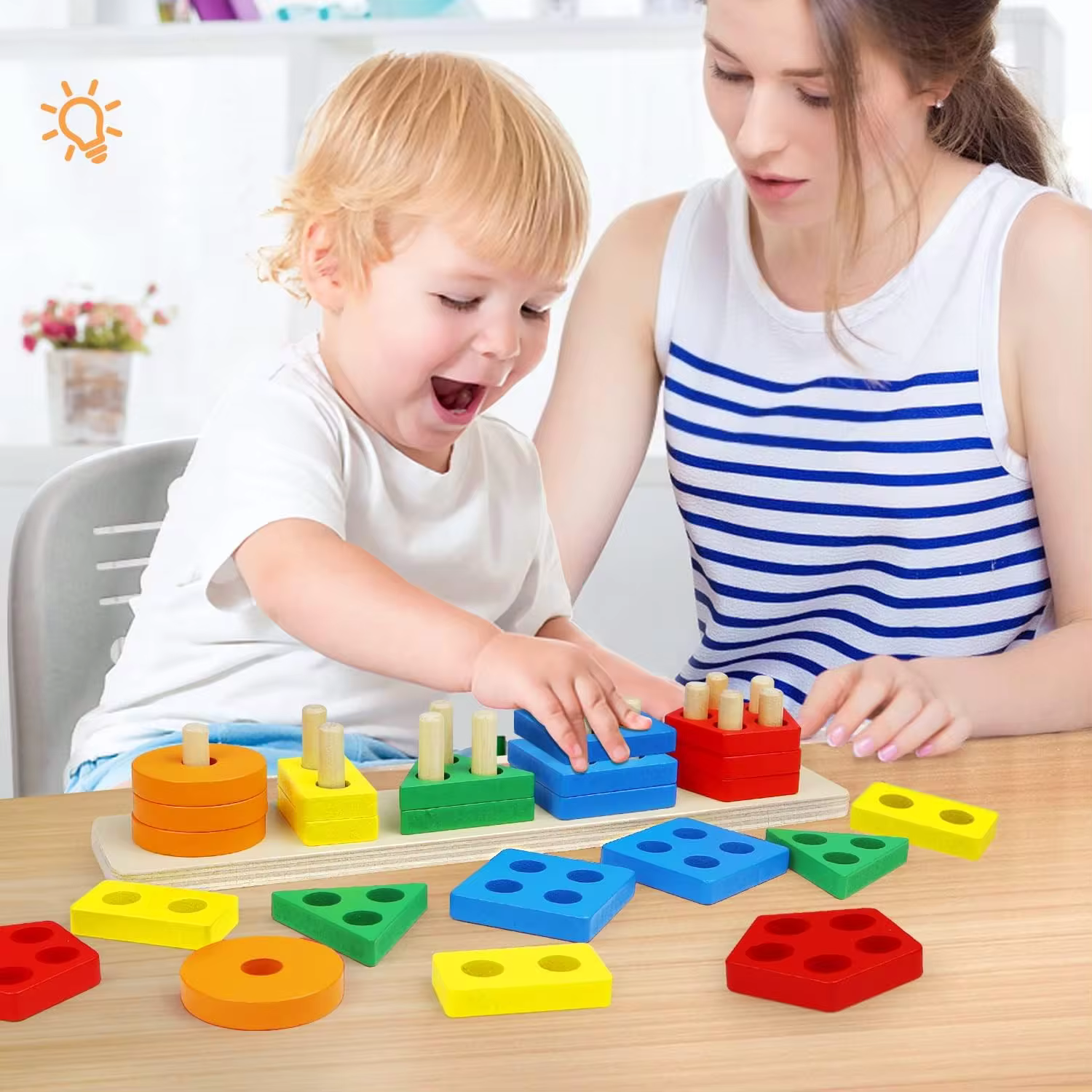 Educational Wooden Sorting and Stacking Toys for Toddlers
