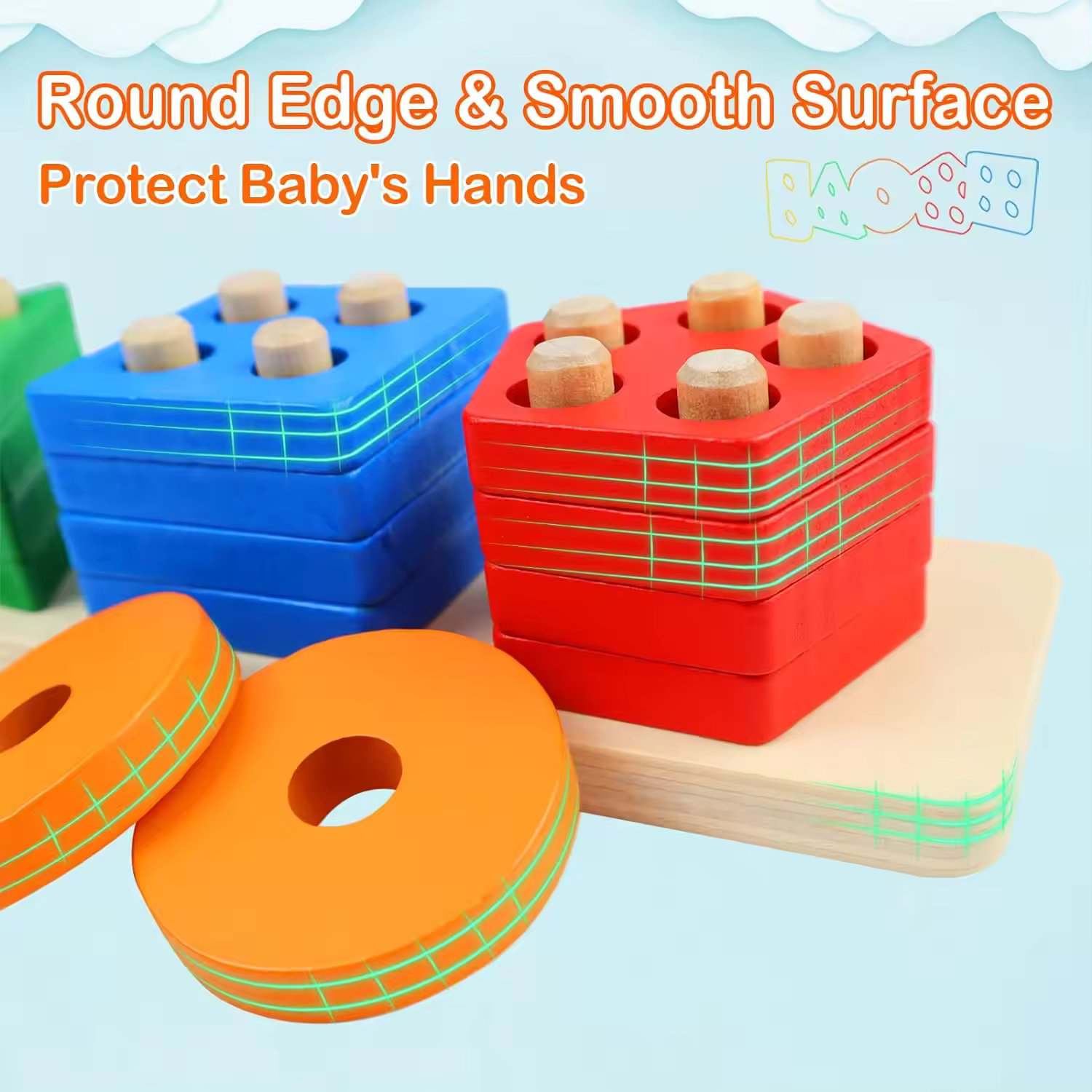 Educational Wooden Sorting and Stacking Toys for Toddlers