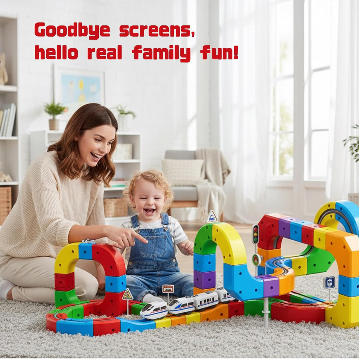 Electric 3D Flexible Race Track Train Set 147 Piece STEM Building Toy for Kids Ages 3–9