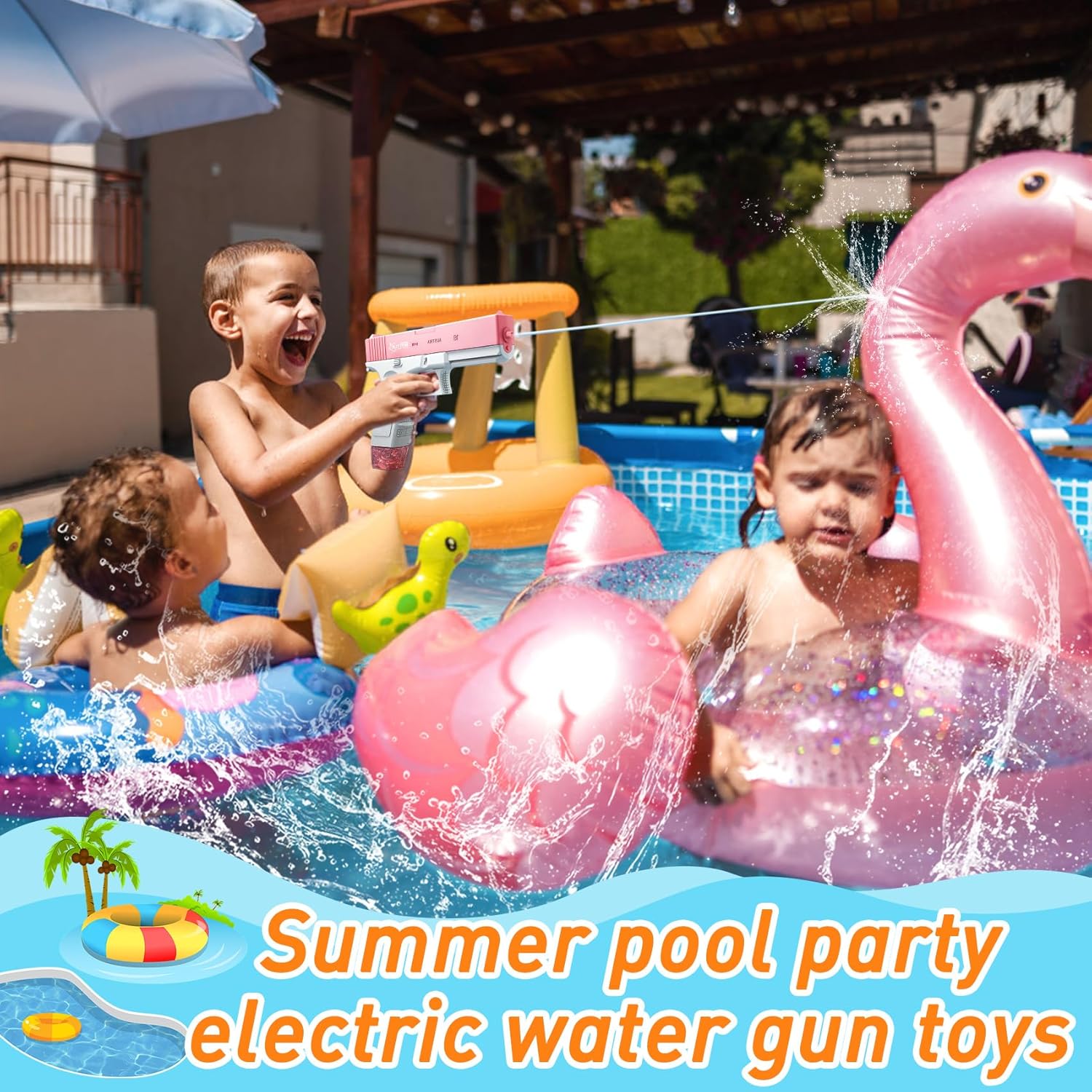 Electric Water Pistol Toy 32-Foot Range One-Handed Operation for Pool & Beach Fun
