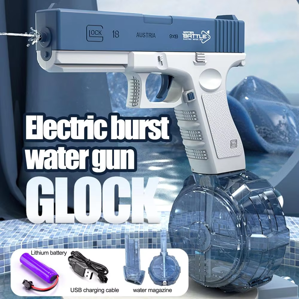 Electric Water Pistol Toy 32-Foot Range One-Handed Operation for Pool & Beach Fun