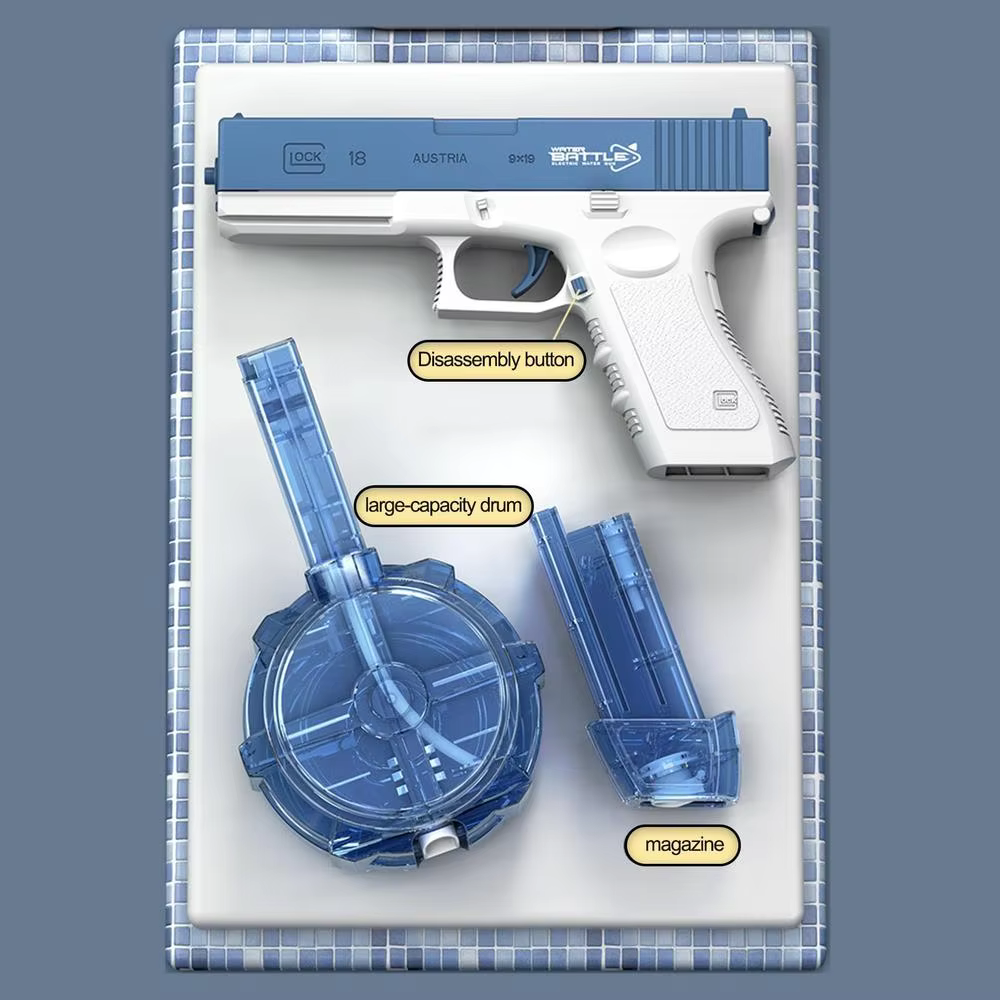 Electric Water Pistol Toy 32-Foot Range One-Handed Operation for Pool & Beach Fun
