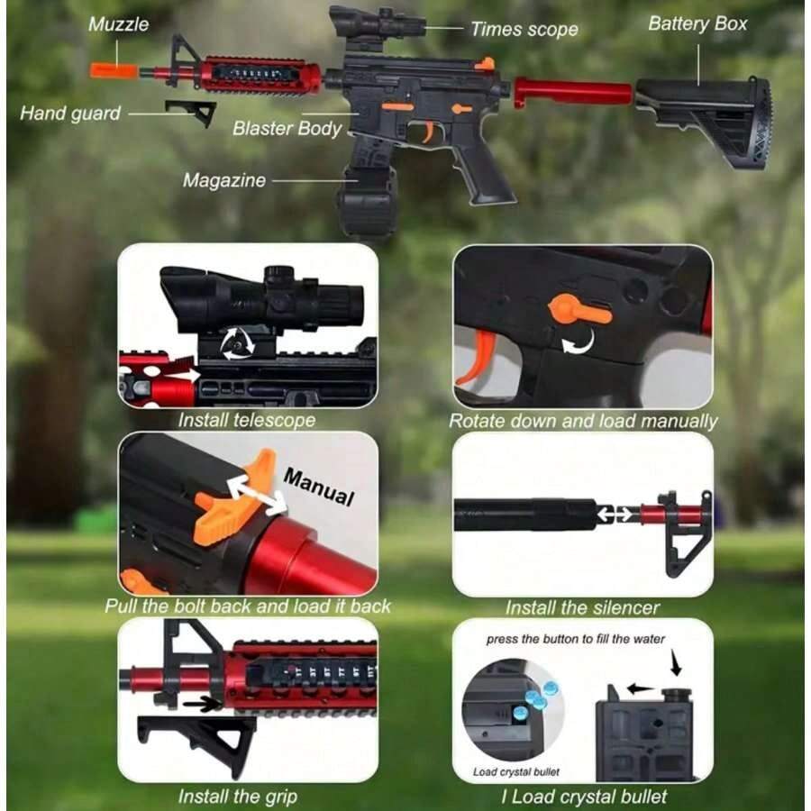 Gel Ball Blaster Toy Gun for Kids Long-Range, Automatic & Manual Modes