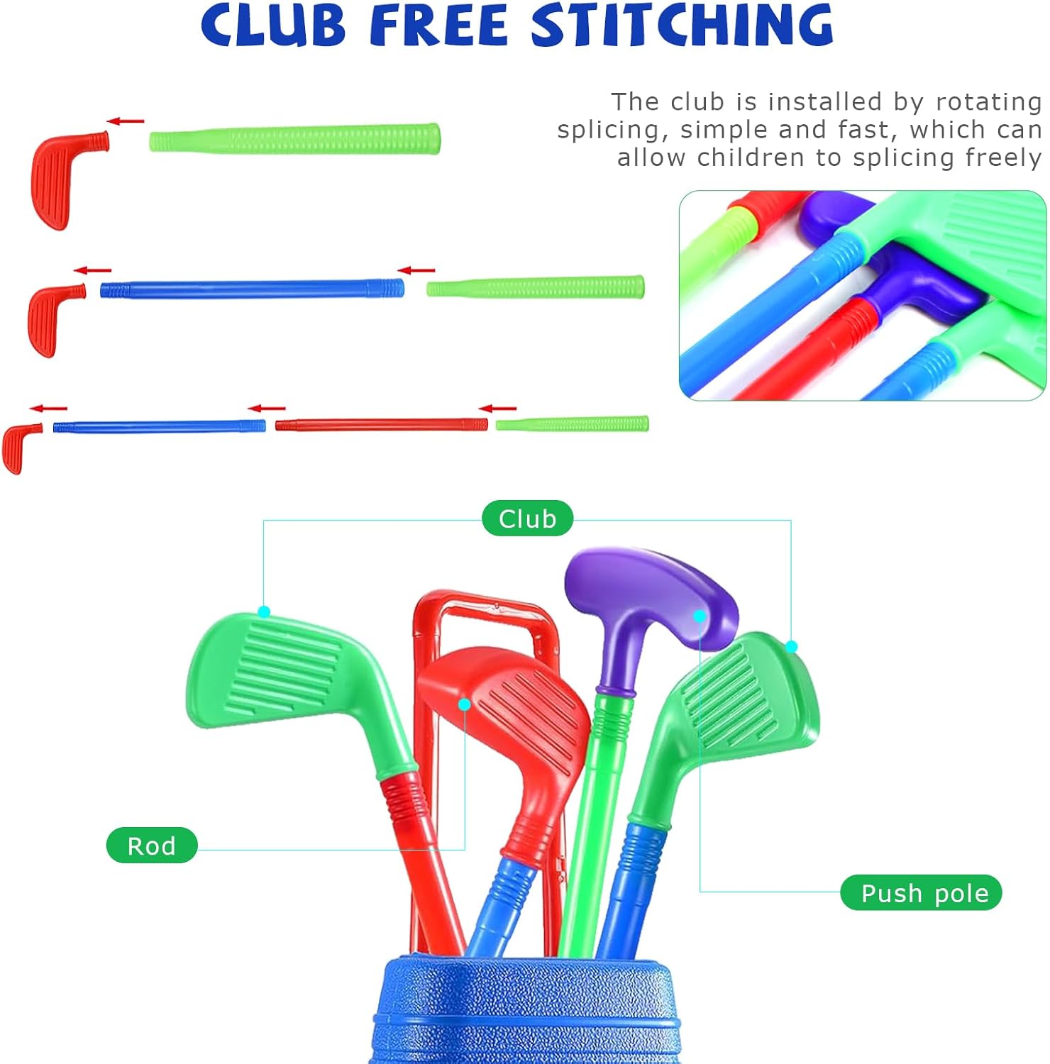 Kids Golf Club Set with Cart Fun Sports Toy for Boys & Girls