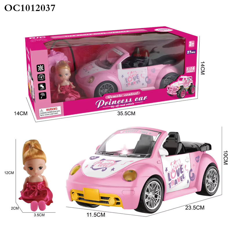 Cute Pink 1:16 RC Car with Doll 4CH Remote Control Girls Toy