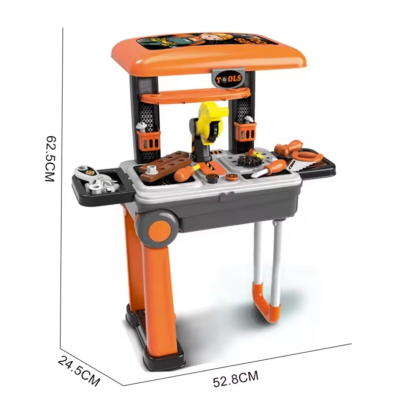2 in 1 Pretend Construction Tool Kit Play Set Educational Builder Workshop Tool Workbench