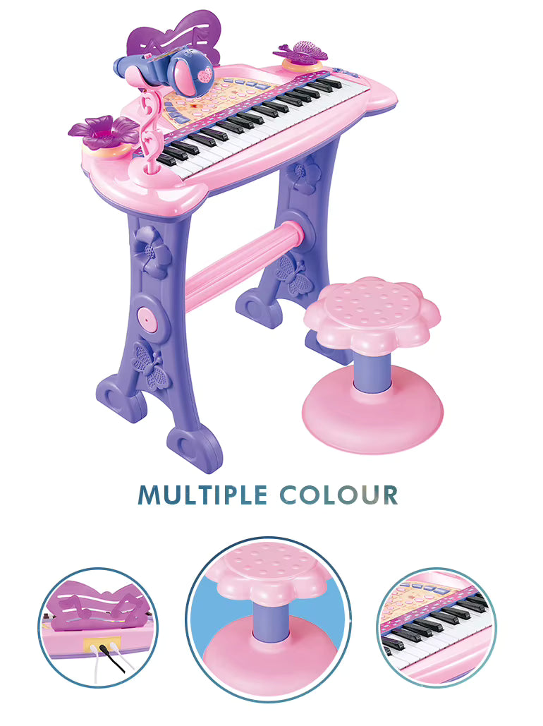 37-Key Kids Electronic Piano Keyboard with Microphone & Stool