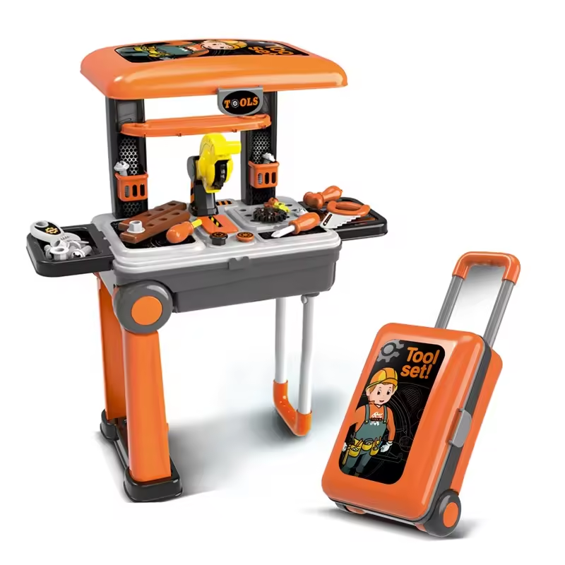 2 in 1 Pretend Construction Tool Kit Play Set Educational Builder Workshop Tool Workbench