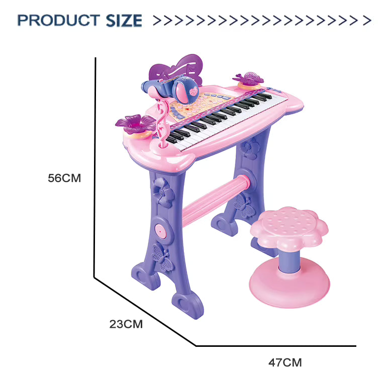 37-Key Kids Electronic Piano Keyboard with Microphone & Stool