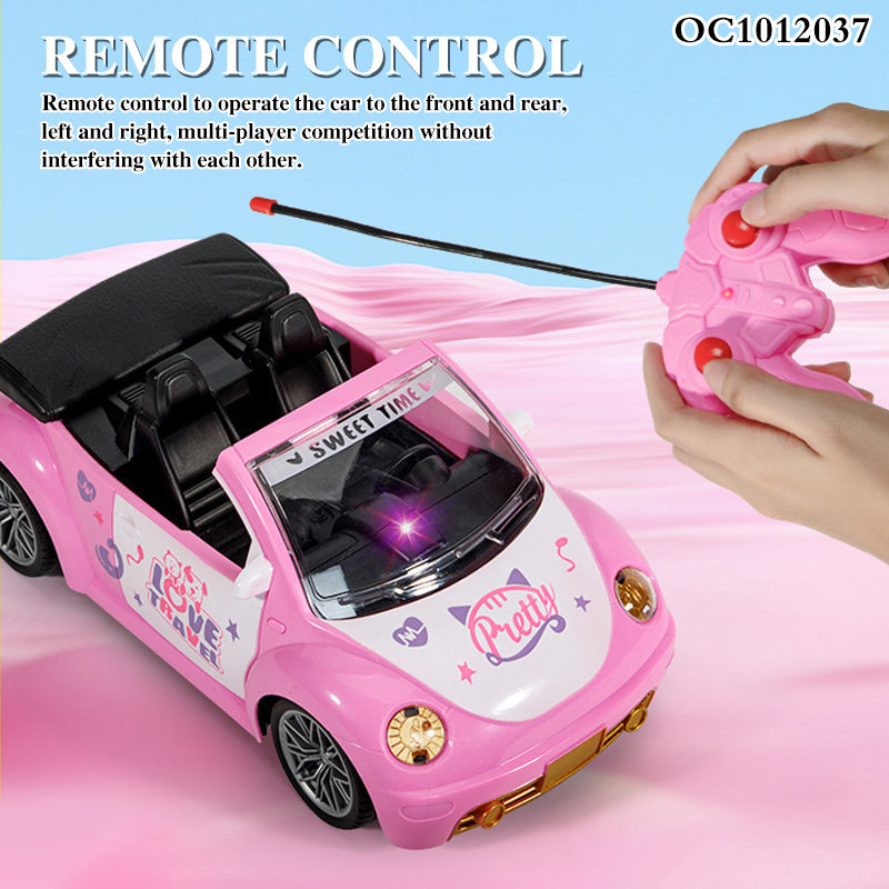Cute Pink 1:16 RC Car with Doll 4CH Remote Control Girls Toy