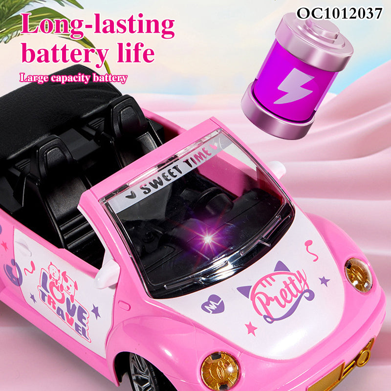 Cute Pink 1:16 RC Car with Doll 4CH Remote Control Girls Toy