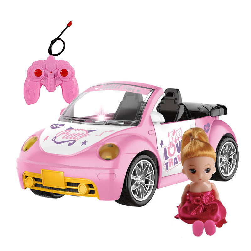 Cute Pink 1:16 RC Car with Doll 4CH Remote Control Girls Toy