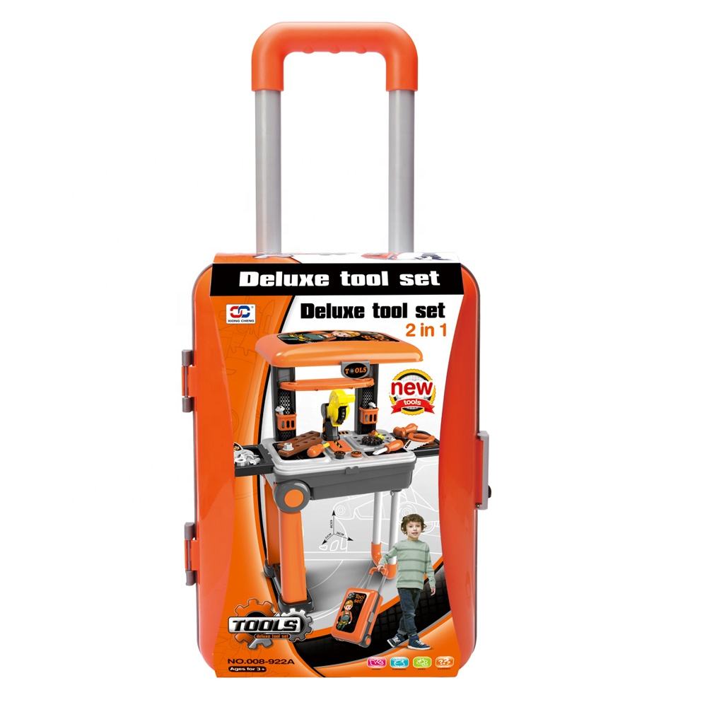 2 in 1 Pretend Construction Tool Kit Play Set Educational Builder Workshop Tool Workbench