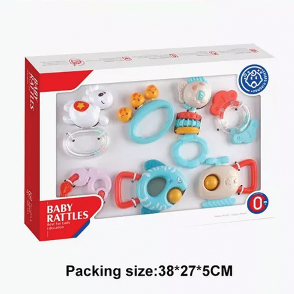 Huanger 7-Piece Baby Rattles & Teether Gift Set Safe & Colorful Toys for Infants
