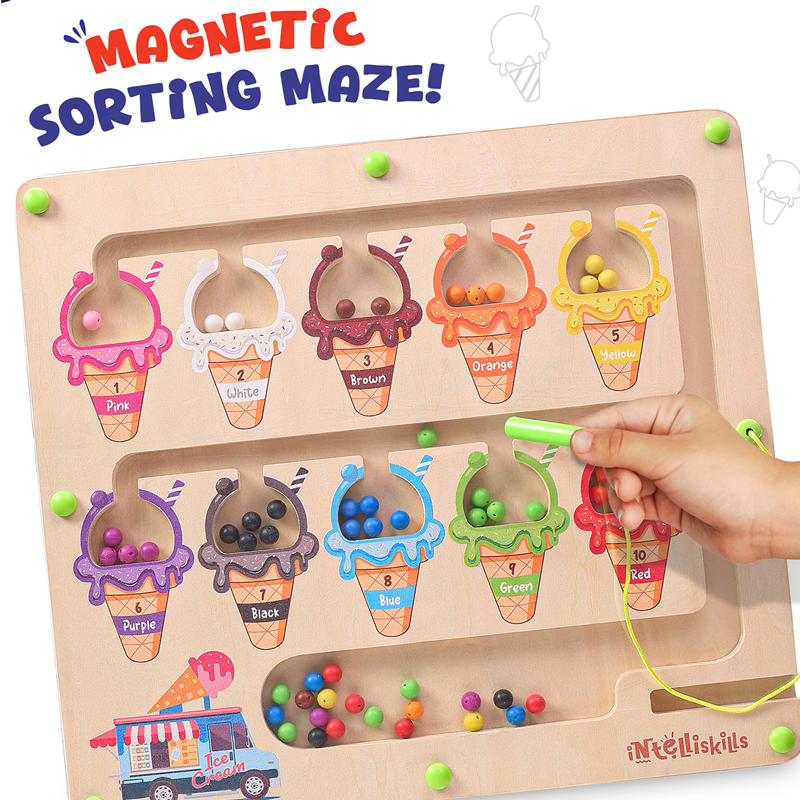Ice Cream Magnetic Maze Toy for Kids Sorting, Matching & Problem-Solving Learning Game