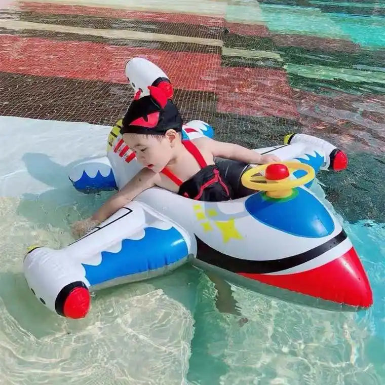 Inflatable Airplane Baby Swimming Float with Safety Seat Baby Pool Swim Ring