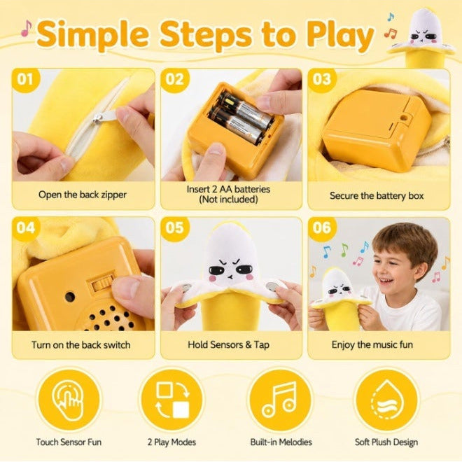 Interactive Banana Plush, Interactive Music Plush Toy with Sounds