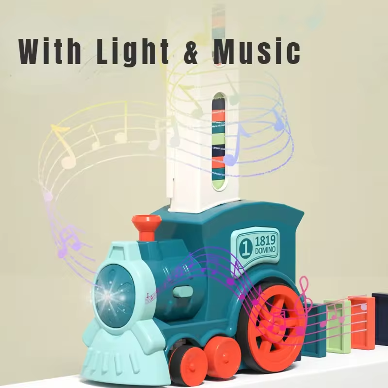 Kids Automatic Domino Train Set  Electric Car Brick Blocks and DIY Educational Toy