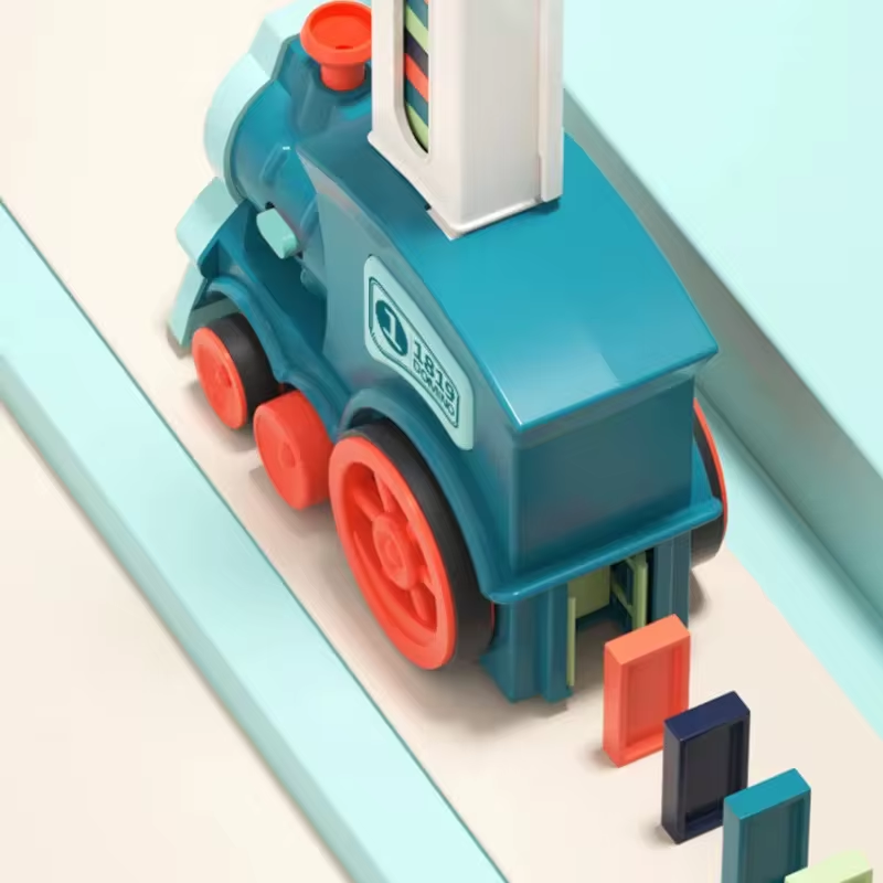 Kids Automatic Domino Train Set  Electric Car Brick Blocks and DIY Educational Toy