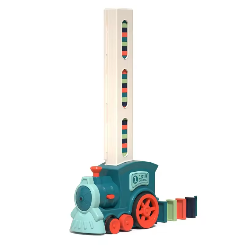 Kids Automatic Domino Train Set  Electric Car Brick Blocks and DIY Educational Toy