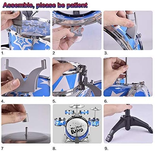 Kids Beginner Jazz Drum Set with Chair 25 Pieces Musical Instrument Toy Playset for toddlers and young children