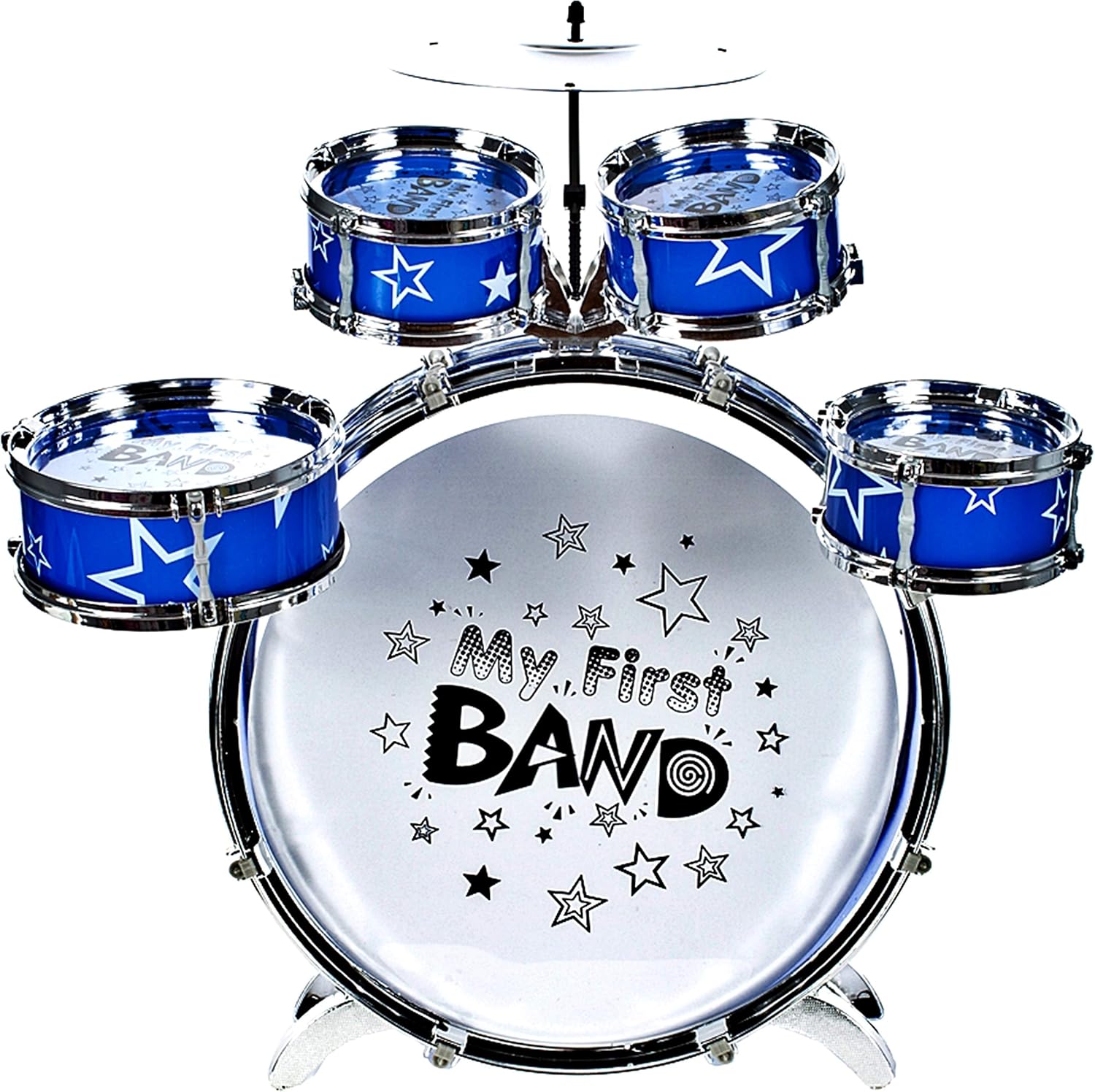 Kids Beginner Jazz Drum Set with Chair 25 Pieces Musical Instrument Toy Playset for toddlers and young children