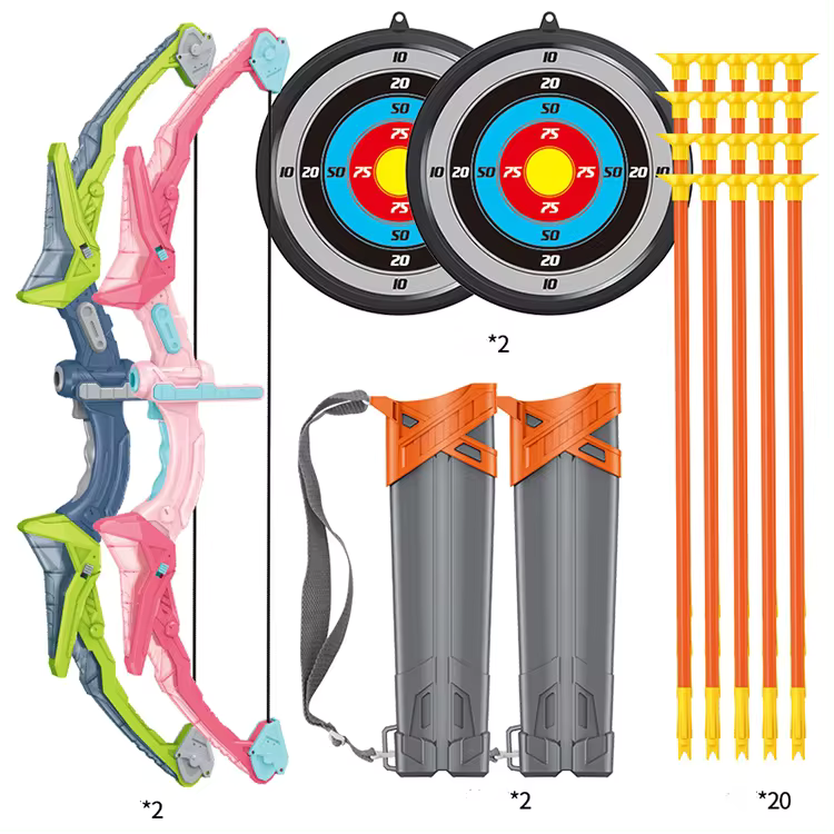 Kids Indoor/Outdoor LED Light Archery Set with Bow, Arrows Targets