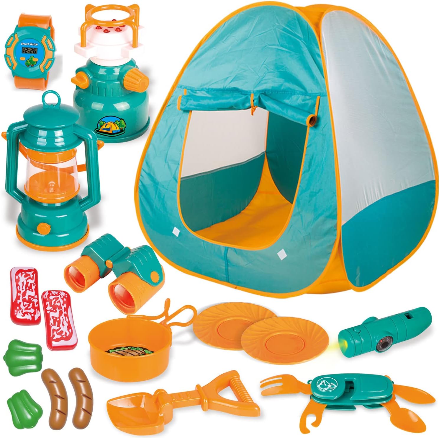 18-Piece Kids Play Tent & Camping Gear Set Fun Outdoor Toy for Children