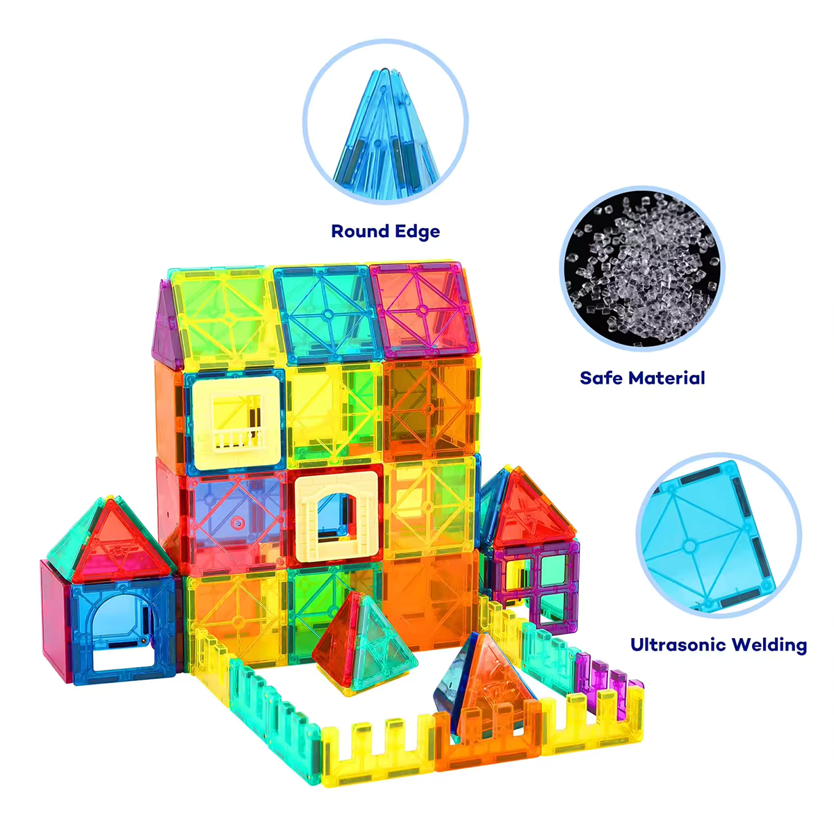 Magnetic Tiles & Blocks for Kids STEM Construction Building Set for Preschool Stacking Fun 96 Pcs