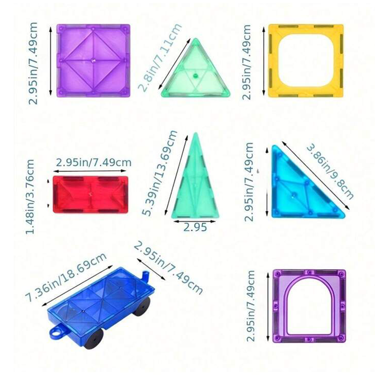 Magnetic Tiles & Blocks for Kids STEM Construction Building Set for Preschool Stacking Fun 96 Pcs