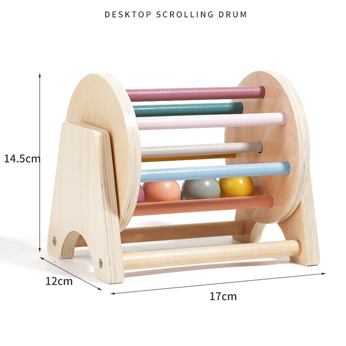 Montessori Infant wooden Rolling Drum Toy