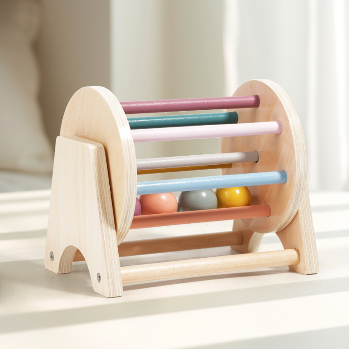 Montessori Infant wooden Rolling Drum Toy
