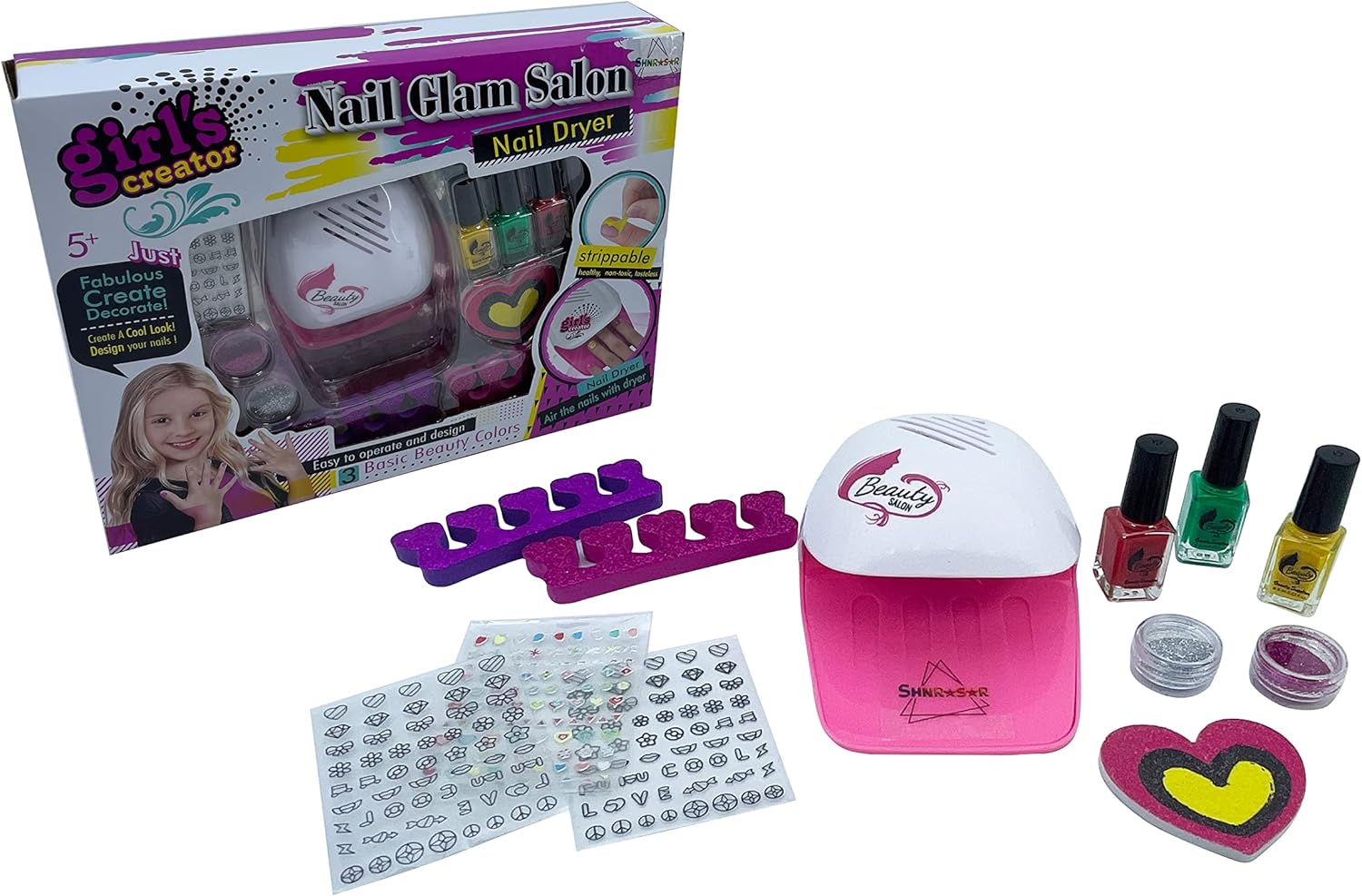 Nail GLAN Salon for Girls Creative Emoji Nail Art Kit for Ages 5-10