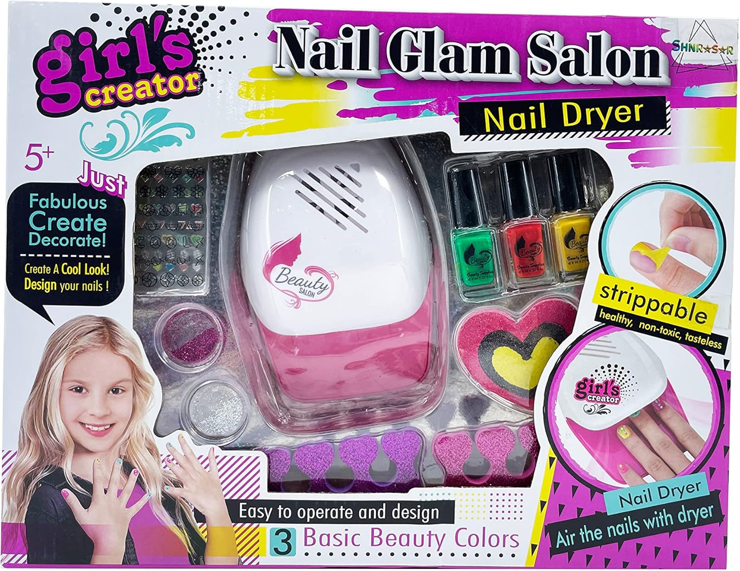 Nail GLAN Salon for Girls Creative Emoji Nail Art Kit for Ages 5-10