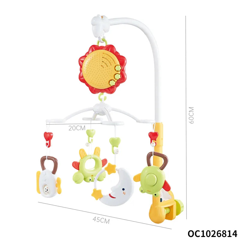 Ocean Toys Animal Hand Rattle Sensory Toy Musical Crib Mobile for Babies 0-24 Months, Flashing Lights & Music