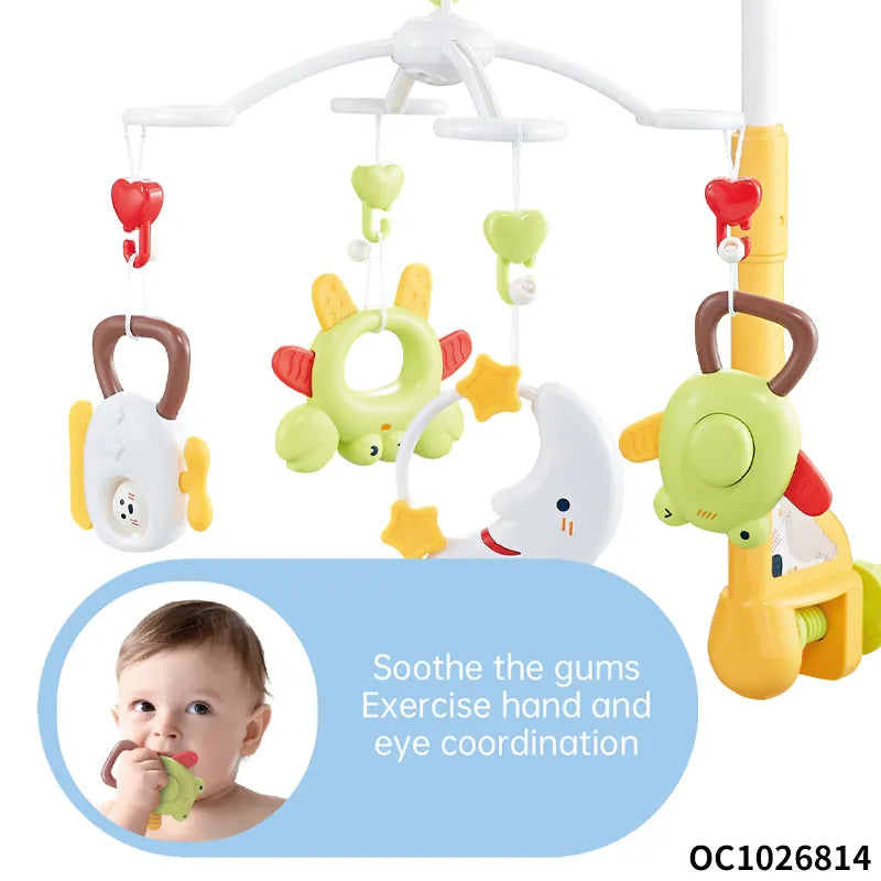 Ocean Toys Animal Hand Rattle Sensory Toy Musical Crib Mobile for Babies 0-24 Months, Flashing Lights & Music